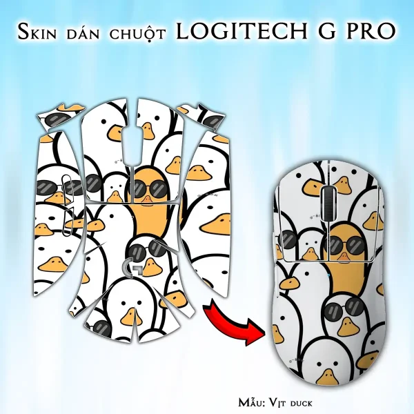 Skin dán chuột Logitech G Pro mẫu Vịt duck