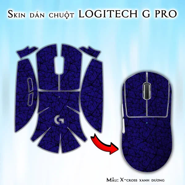 Skin dán chuột Logitech G Pro mẫu X-cross xanh dương
