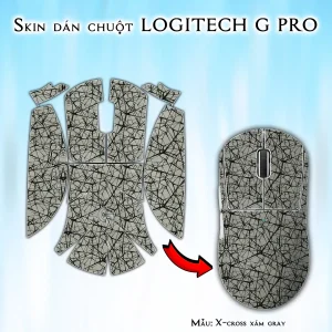 Skin dán chuột Logitech G Pro mẫu X-cross xám gray