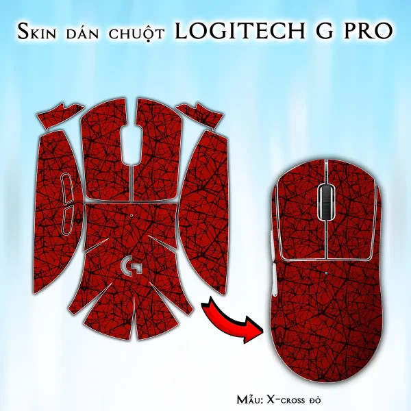 Skin dán chuột Logitech G Pro mẫu X-cross đỏ