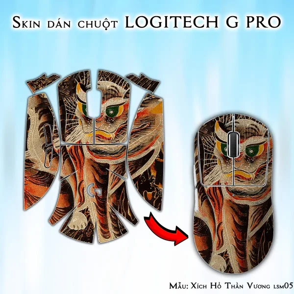 Skin dán chuột Logitech G Pro mẫu Xích Hổ Thần Vương lsm056
