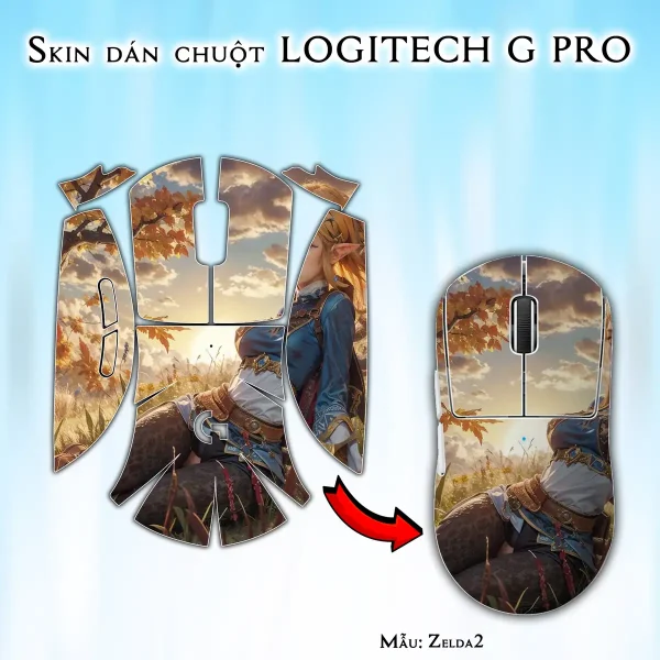 Skin dán chuột Logitech G Pro mẫu Zelda2