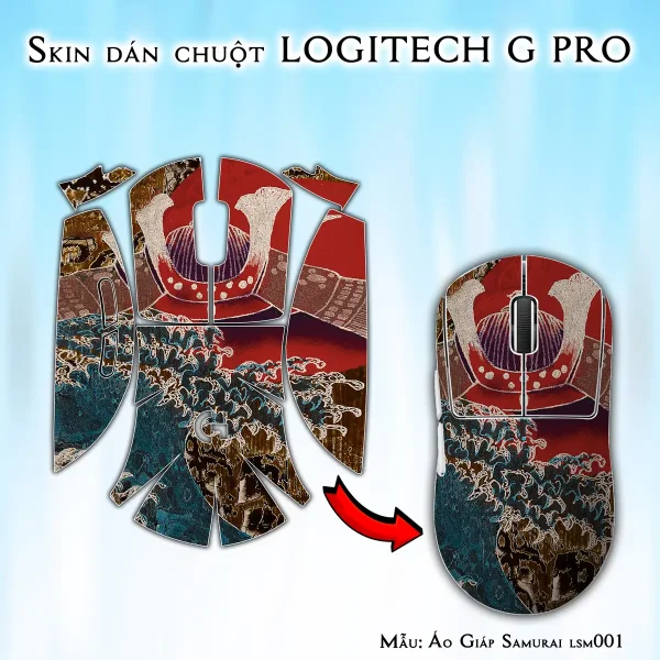 Skin dán chuột Logitech G Pro mẫu Áo Giáp Samurai lsm001