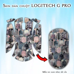 Skin dán chuột Logitech G Pro mẫu đá xanh hồng xếp lẫn