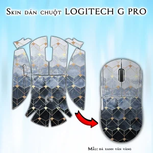 Skin dán chuột Logitech G Pro mẫu đá xanh vân vàng