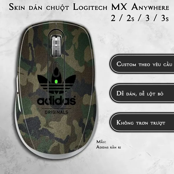 Skin dán chuột Logitech MX Anywhere mẫu Adidas rằn ri