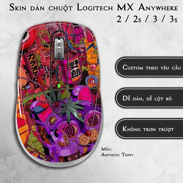 Skin dán chuột Logitech MX Anywhere mẫu Aesthetic Trippy