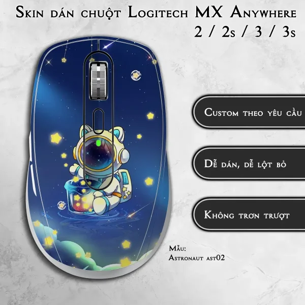 Skin dán chuột Logitech MX Anywhere mẫu Astronaut ast02