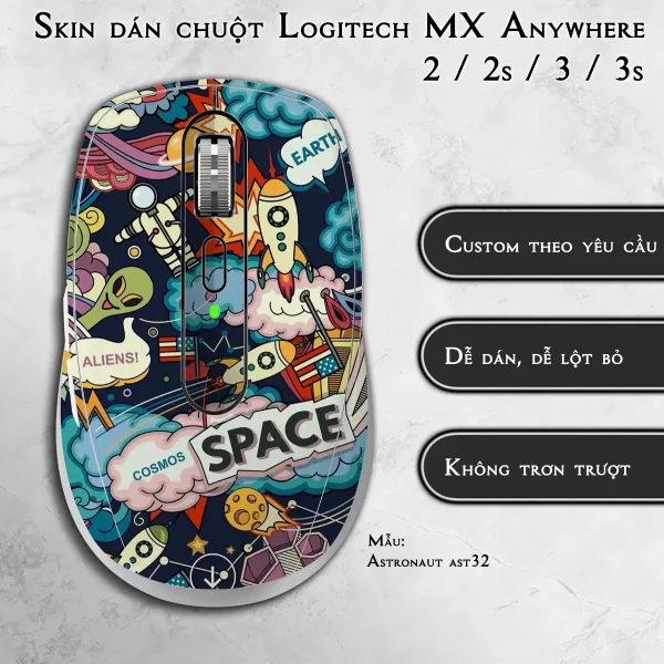 Skin dán chuột Logitech MX Anywhere mẫu Astronaut ast32