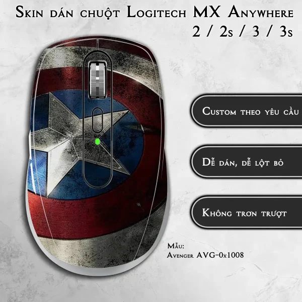 Skin dán chuột Logitech MX Anywhere mẫu Avenger avg1008