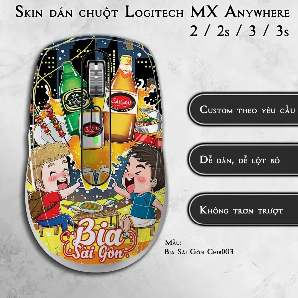 Skin dán chuột Logitech MX Anywhere mẫu Bia Sài Gòn Chib003