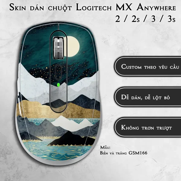 Skin dán chuột Logitech MX Anywhere mẫu Biển và trăng GSM166