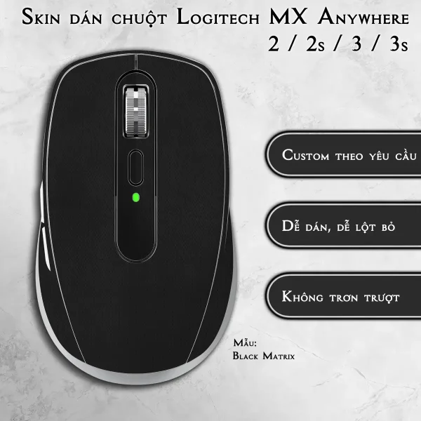 Skin dán chuột Logitech MX Anywhere mẫu Black Matrix