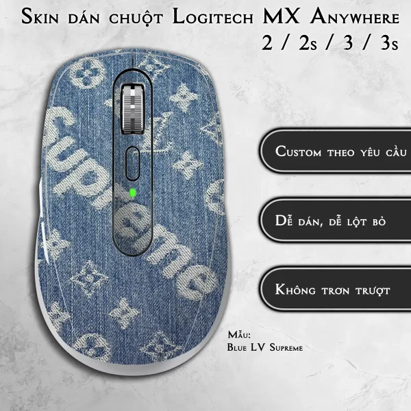 Skin dán chuột Logitech MX Anywhere mẫu Blue LV Supreme