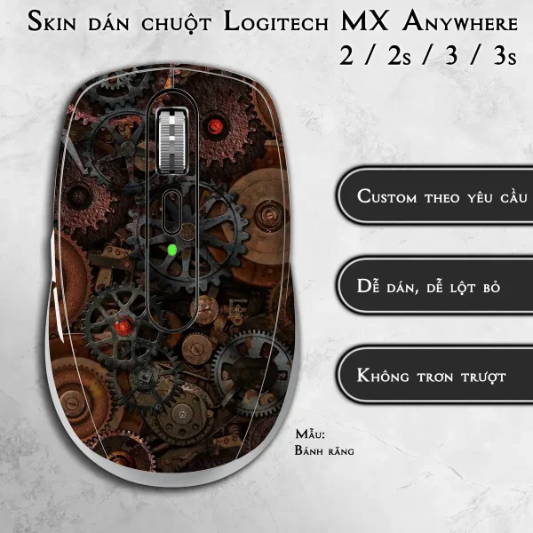 Skin dán chuột Logitech MX Anywhere mẫu Bánh răng