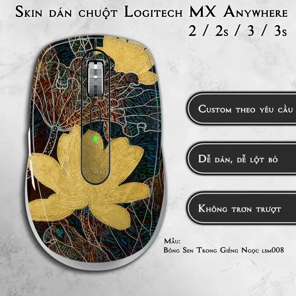 Skin dán chuột Logitech MX Anywhere mẫu Bông Sen Trong Giếng Ngọc lsm008