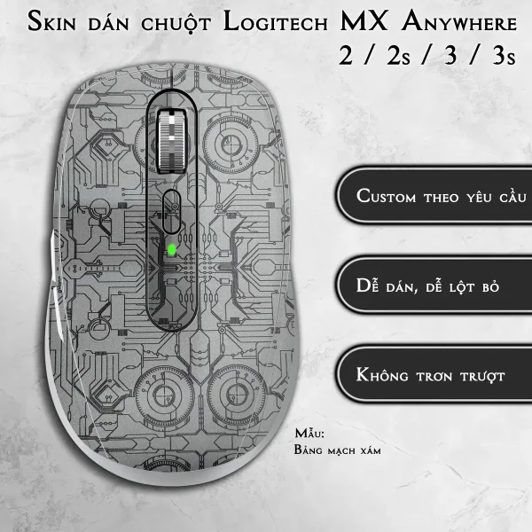Skin dán chuột Logitech MX Anywhere mẫu Bảng mạch xám