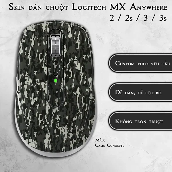 Skin dán chuột Logitech MX Anywhere mẫu Camo Concrete