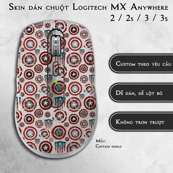 Skin dán chuột Logitech MX Anywhere mẫu Captain shield