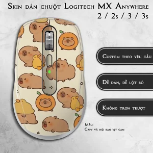 Skin dán chuột Logitech MX Anywhere mẫu Capy và hội bạn vịt cam