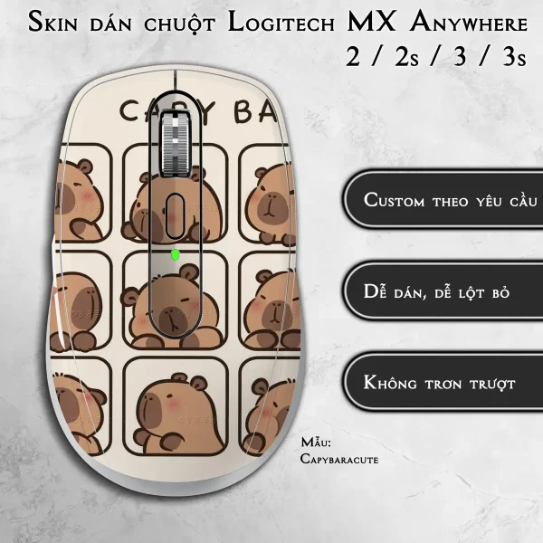 Skin dán chuột Logitech MX Anywhere mẫu Capybaracute