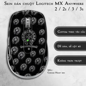 Skin dán chuột Logitech MX Anywhere mẫu Chrome Heart đen