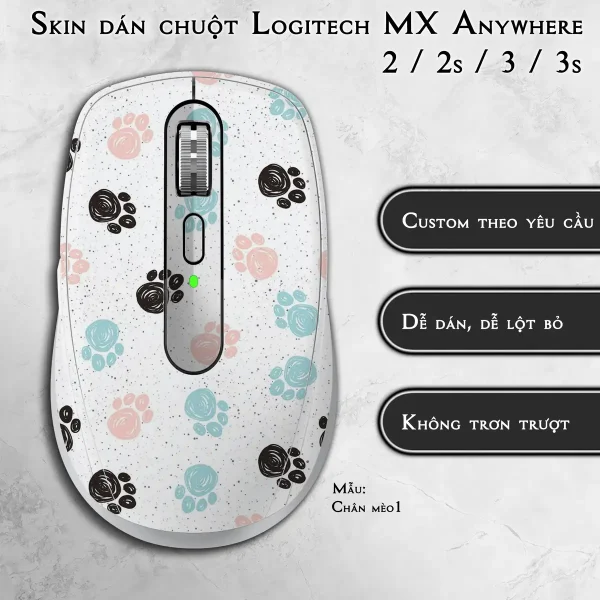 Skin dán chuột Logitech MX Anywhere mẫu Chân mèo1