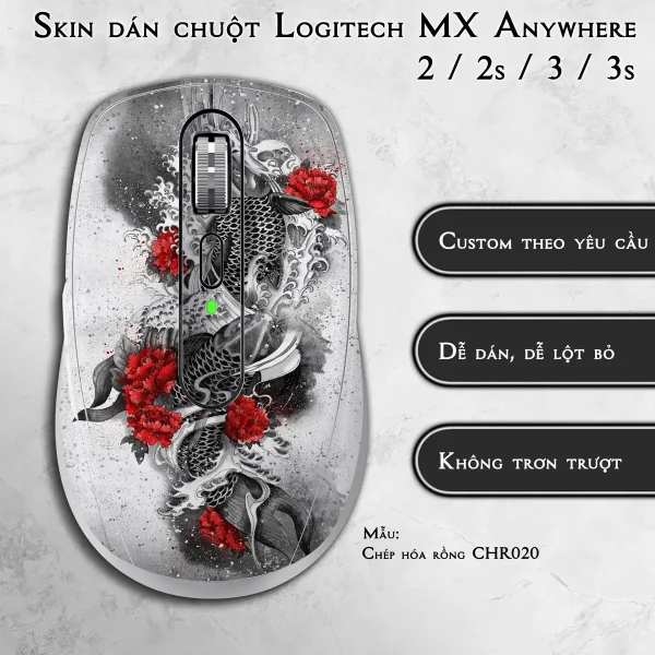 Skin dán chuột Logitech MX Anywhere mẫu Chép hóa rồng CHR020