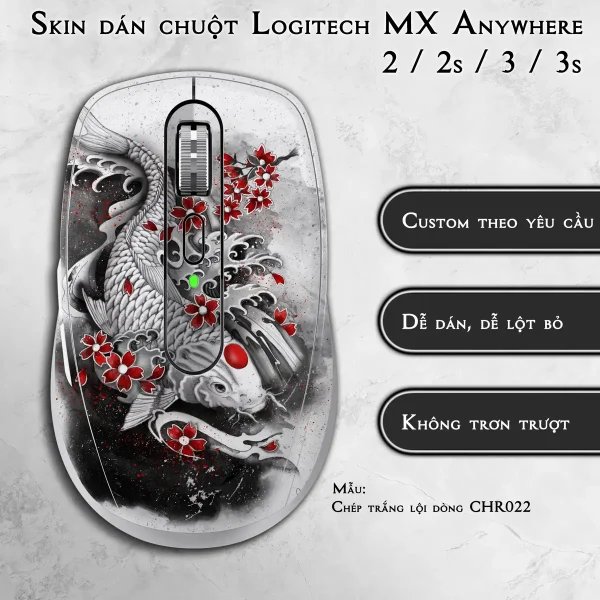 Skin dán chuột Logitech MX Anywhere mẫu Chép trắng lội dòng CHR022