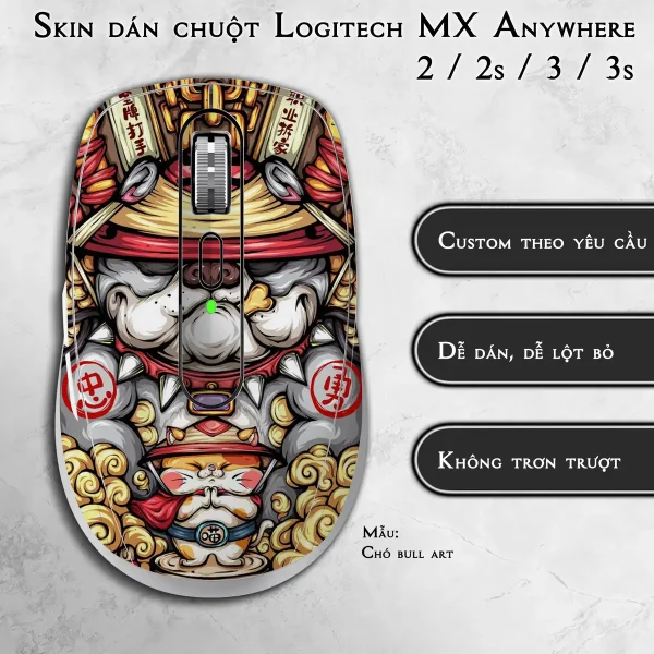 Skin dán chuột Logitech MX Anywhere mẫu Chó bull art
