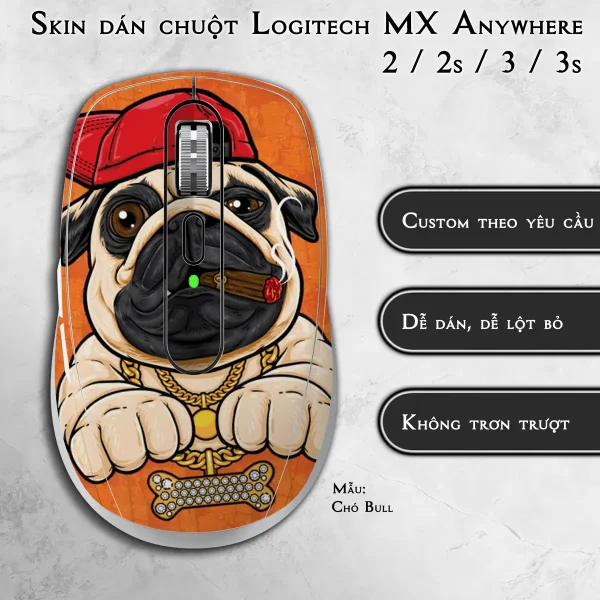 Skin dán chuột Logitech MX Anywhere mẫu Chó Bull