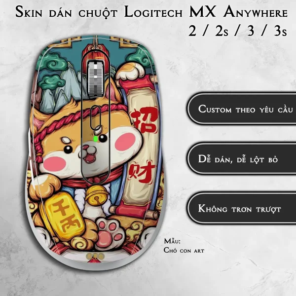 Skin dán chuột Logitech MX Anywhere mẫu Chó con art