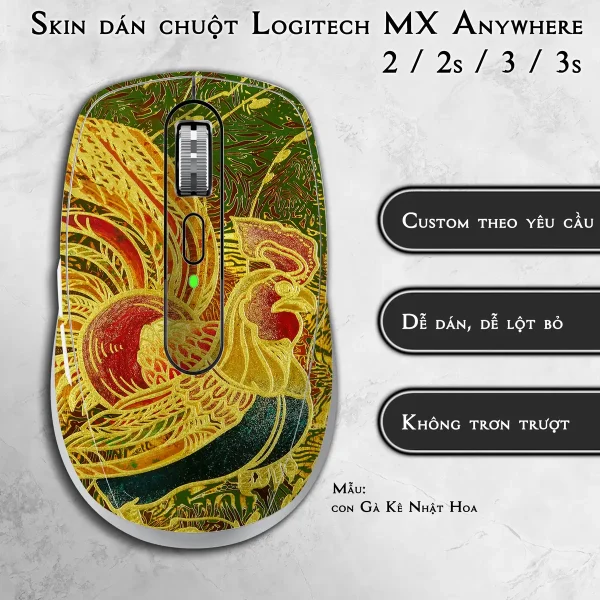 Skin dán chuột Logitech MX Anywhere mẫu con Gà Kê Nhật Hoa