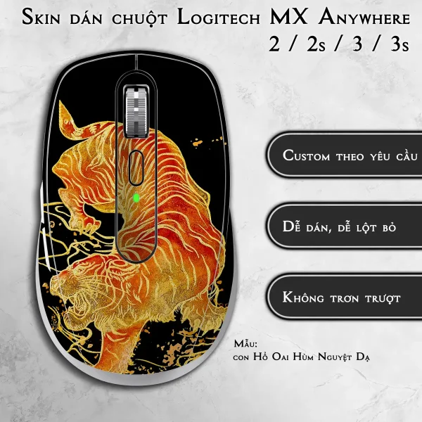 Skin dán chuột Logitech MX Anywhere mẫu con Hổ Oai Hùm Nguyệt Dạ