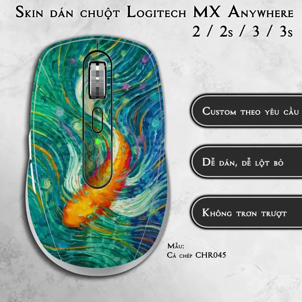 Skin dán chuột Logitech MX Anywhere mẫu Cá chép CHR045