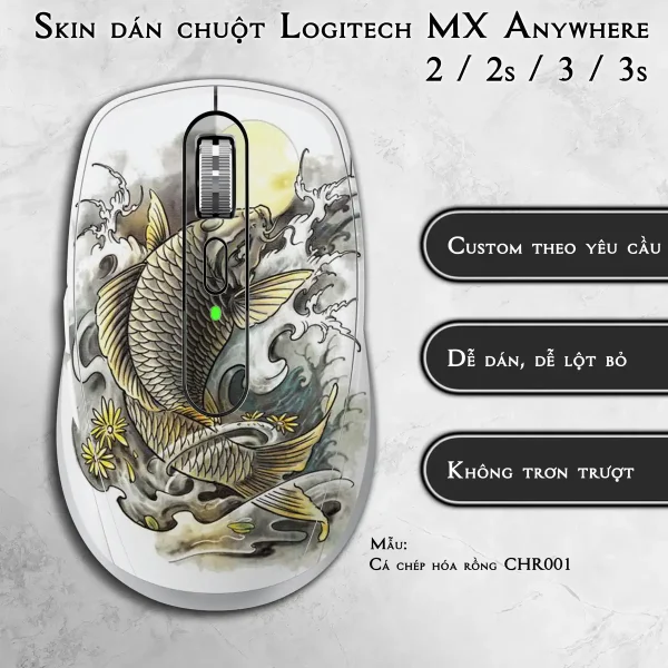 Skin dán chuột Logitech MX Anywhere mẫu Cá chép hóa rồng CHR001
