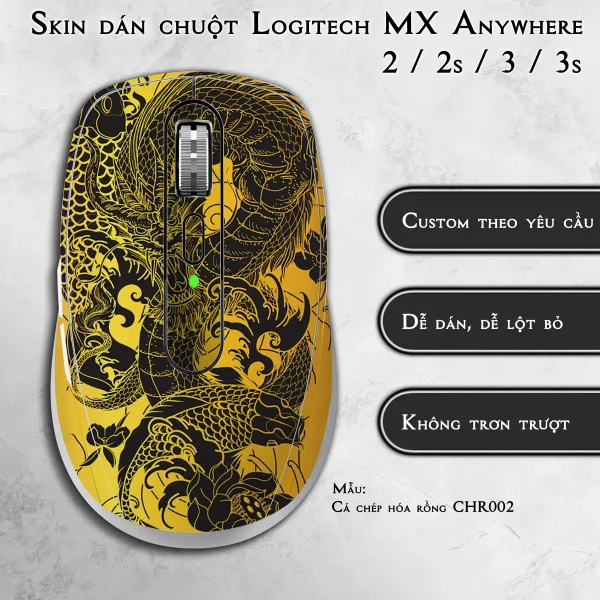 Skin dán chuột Logitech MX Anywhere mẫu Cá chép hóa rồng CHR002