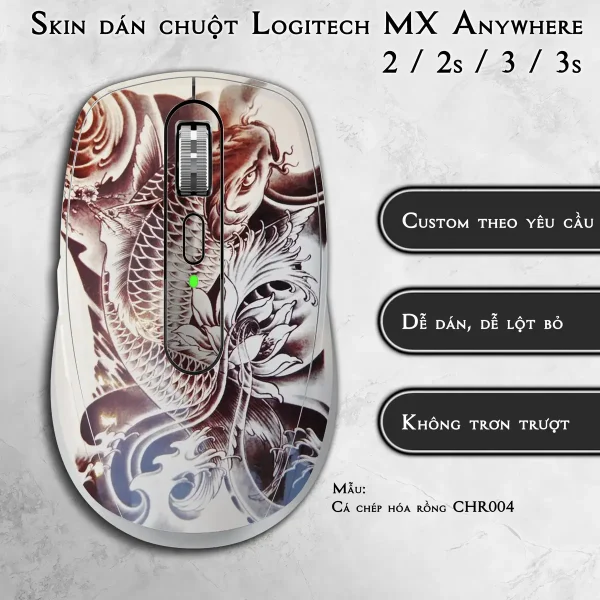 Skin dán chuột Logitech MX Anywhere mẫu Cá chép hóa rồng CHR004
