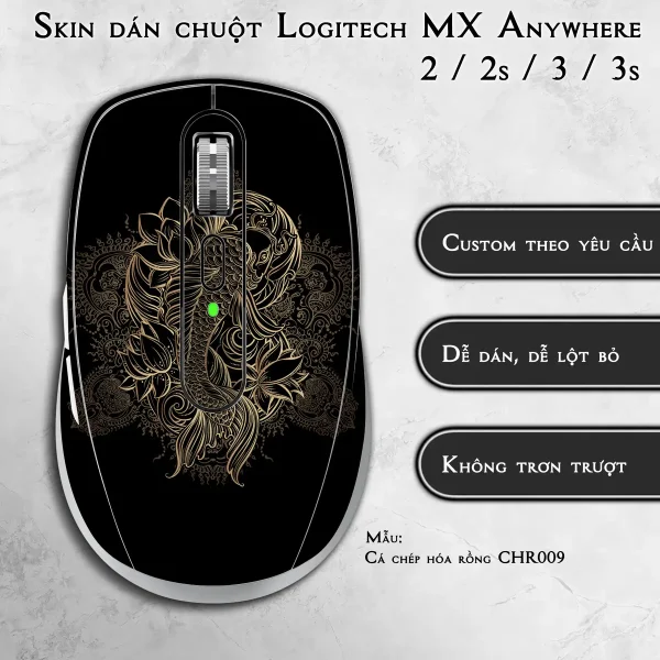 Skin dán chuột Logitech MX Anywhere mẫu Cá chép hóa rồng CHR009