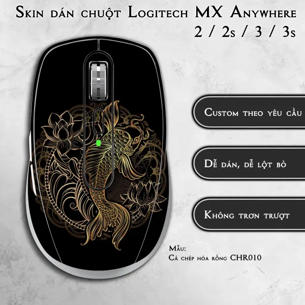 Skin dán chuột Logitech MX Anywhere mẫu Cá chép hóa rồng CHR010