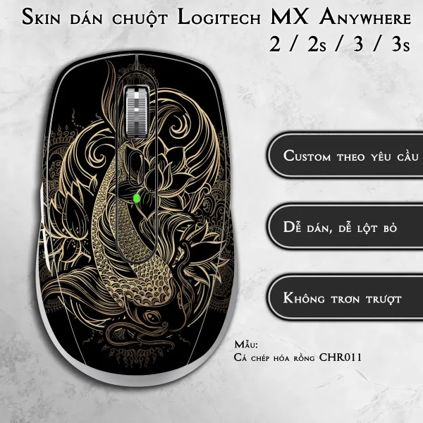 Skin dán chuột Logitech MX Anywhere mẫu Cá chép hóa rồng CHR011
