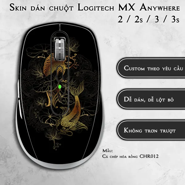 Skin dán chuột Logitech MX Anywhere mẫu Cá chép hóa rồng CHR012