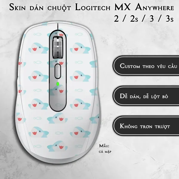 Skin dán chuột Logitech MX Anywhere mẫu cá mập