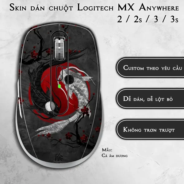 Skin dán chuột Logitech MX Anywhere mẫu Cá âm dương