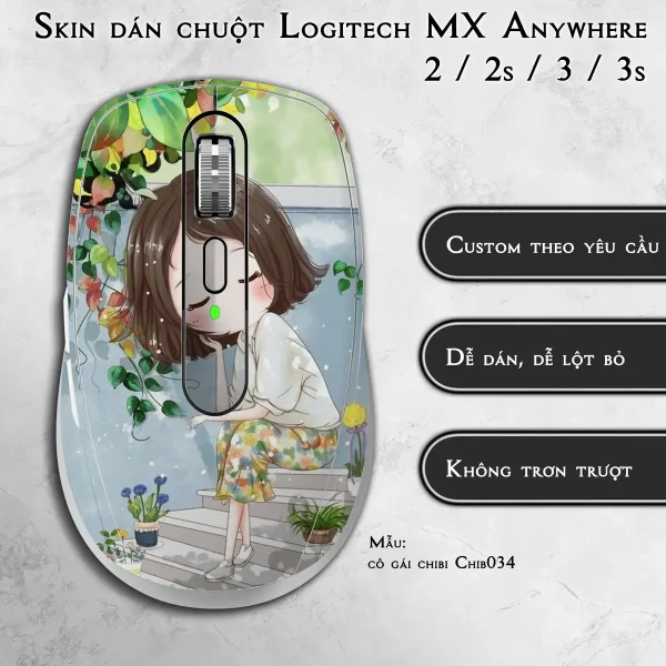 Skin dán chuột Logitech MX Anywhere mẫu cô gái chibi Chib034