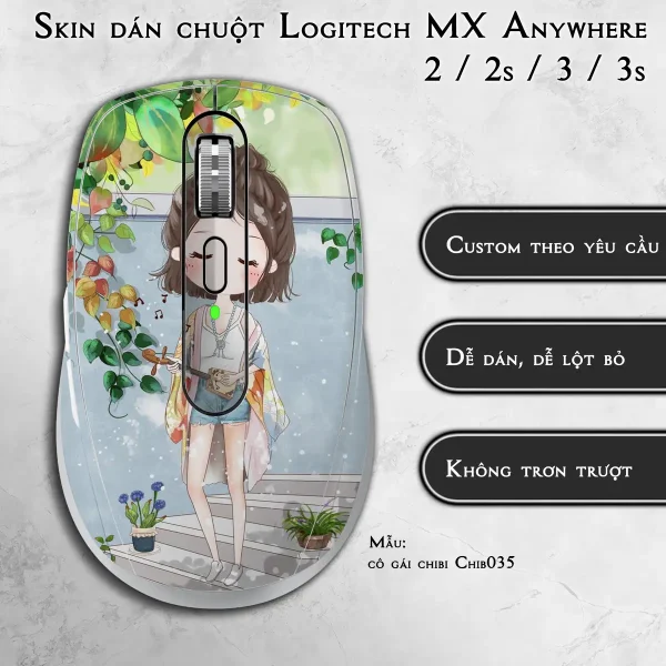 Skin dán chuột Logitech MX Anywhere mẫu cô gái chibi Chib035