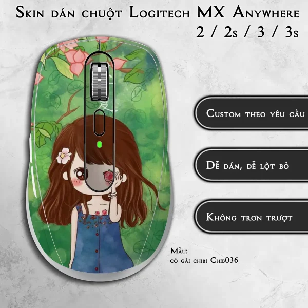 Skin dán chuột Logitech MX Anywhere mẫu cô gái chibi Chib036