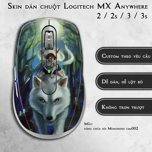 Skin dán chuột Logitech MX Anywhere mẫu công chúa sói Mononoke csm002