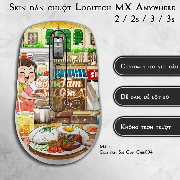Skin dán chuột Logitech MX Anywhere mẫu Cơm tấm Sài Gòn Chib004