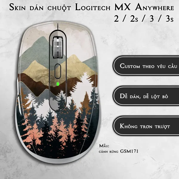 Skin dán chuột Logitech MX Anywhere mẫu cảnh rừng GSM171
